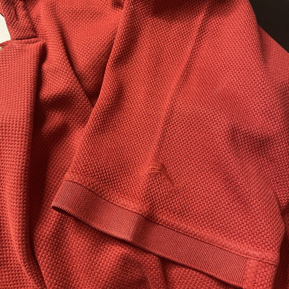 Tommy Bahama Dark Red Waffle Knit Cotton Silk Blend Golf Polo Shirt Size L - Picture 7 of 10